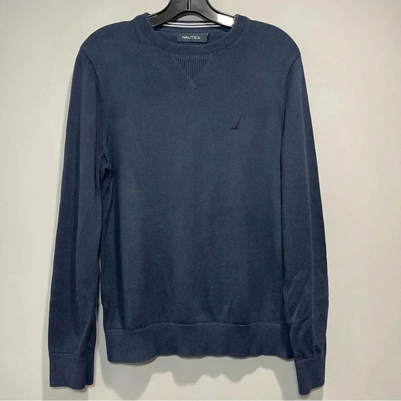 Nautica Men’s Navy Blue Crewneck Long Sleeve Pullover Stretch - Picture 1 of 9